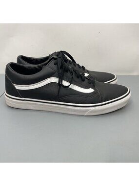 Vans Old Skool Low Sneakers Shoes Skating Casual Full Leather Black Mens 13
